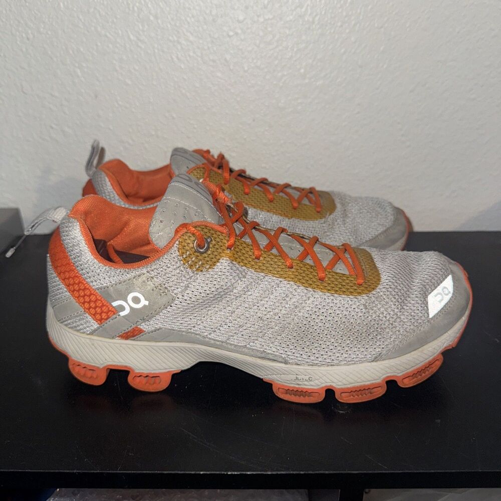 On Cloudracer Mens Size 8 Gray Orange Athletic Running Walking Shoes Sneakers